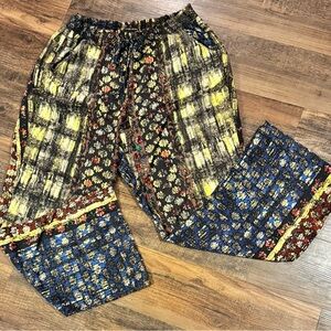 Signature Series Women’s Large Wide Leg Rayon Multicolored Pants Drawstring